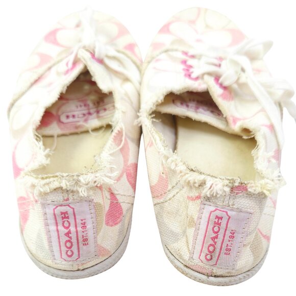 Women's Coach Pink & Cream Monogram Canvas Sneakers - Picture 3 of 7